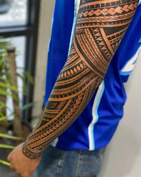 polynesian shoulder tattoo|full sleeve polynesian tattoo.